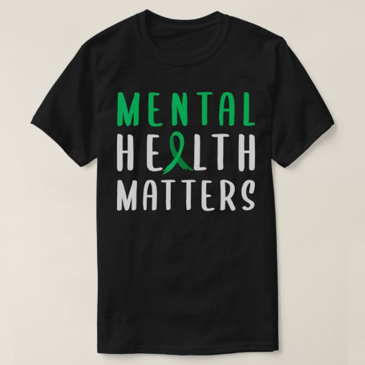 T-shirt Mental Health Matters Green Ribbon (Design devant)