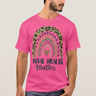 T-shirt Mental Health Matters Leopard Print Boho Rainbow A