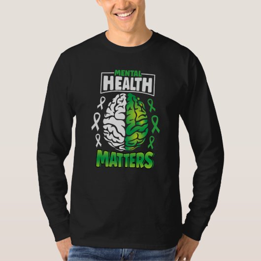 T-shirt Mental Health Matters Spread Awareness Brain Green (Devant)
