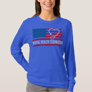 T-shirt Mental Health Technician USA Flag Nurse Doctor