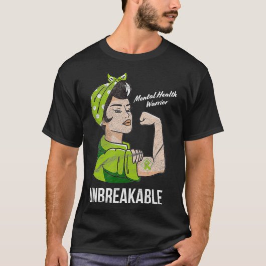 T-shirt Mental Health Warrior Unbreakable Awareness Month (Devant)