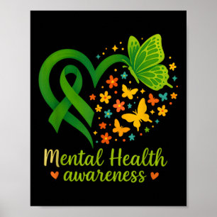 T-shirt mentale gezondheid, lint voor mentale gezo poster