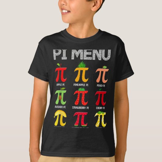 T-shirt Menu Pi Fruit Joyeuse Journée Pi Prof de Maths Sym (Devant)