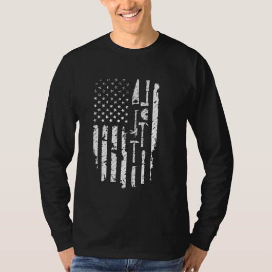 T-shirt Menuiserie de charpentier à drapeau américain (Devant)