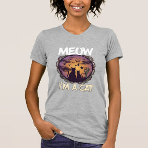 T-shirt Meow Am Cat Halloween Night Witch Pumpkin_1