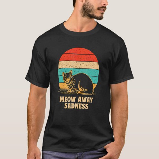 T-shirt Meow Away tristesse Chat Positivité Kitten Positif (Devant)