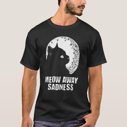 T-shirt Meow Away tristesse Chat Positivité Kitten Positif (Devant)