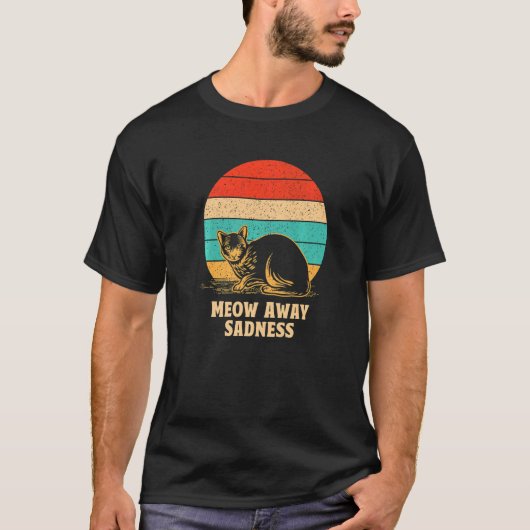 T-shirt Meow Away tristesse Chat Positivité Kitten Positif (Devant)