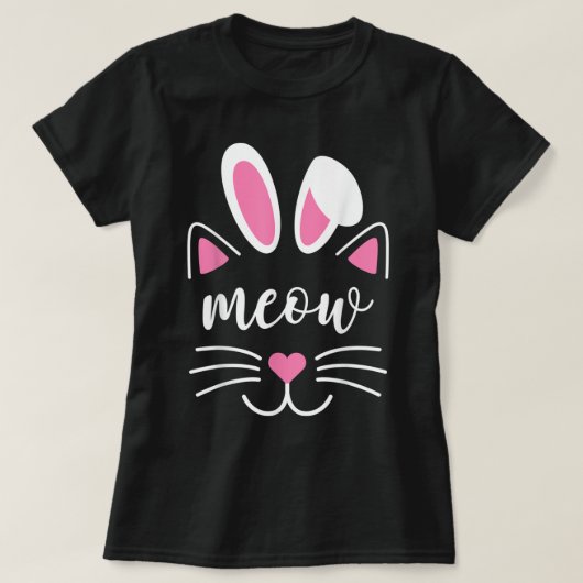 T-shirt Meow Cat Face Easter Day Bunny Ears Shirt Funny Ca (Design devant)