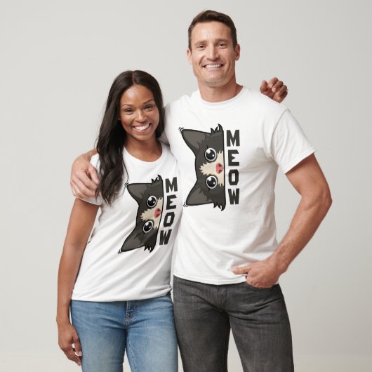 T-shirt Meow Funny Tuxedo Cat is watching Pun  (Unisexe)