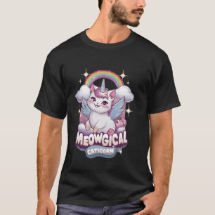 T-shirt Meow-gical Caticorn Mignon Chat Licorne Filles Kit