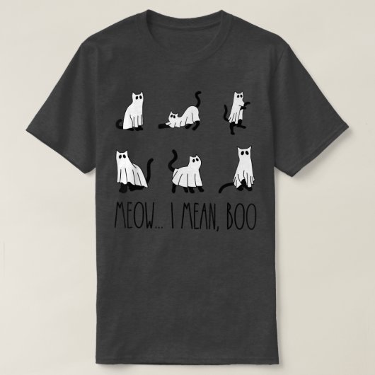 T-shirt Meow I Mean Boo Ghost Cat Spooky Vibes Funny (Design devant)