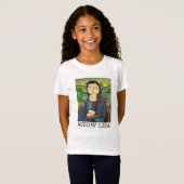 T-Shirt Meow Lisa Funny Chat Art chef-d'oeuvre de la fille (Devant entier)