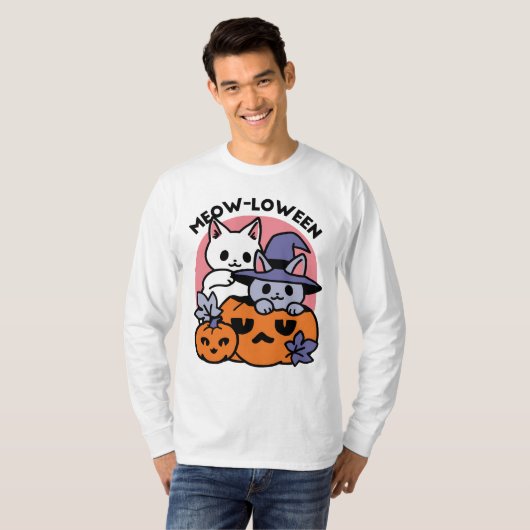 T-shirt Meow-Loween - Cute Halloween Conception Chat (Devant entier)