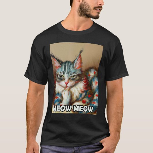 T-shirt Meow Meow Cute Cat Kitty Kitten In Cat Style 3 (Devant)