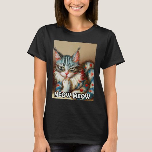 T-shirt Meow Meow Cute Cat Kitty Kitten In Cat Style 3 (Devant)