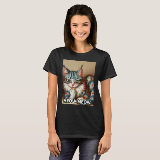 T-shirt Meow Meow Cute Cat Kitty Kitten In Cat Style 3 (Devant entier)