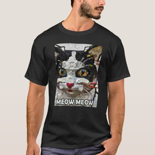 T-shirt Meow Meow Cute Chat Kitty Kitten En Style Chat (Devant)