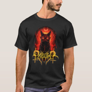 T-shirt Meow Satanic Chat Design en métal noir
