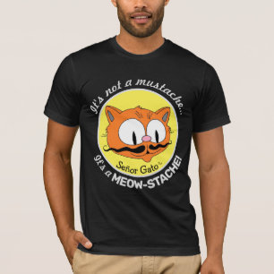 T-shirt MEOW-STACHE Drôle caricature de Mustache Cat