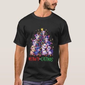 T-shirt Meowa Catmas Chat Noël Arbre de Noël Joyeux garçon