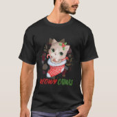 T-shirt Meowa Catmas Cute Chat Dans Noël Sock Filles (Devant)