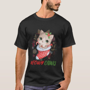 T-shirt Meowa Catmas Cute Chat Dans Noël Sock Filles