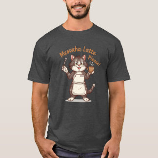 T-shirt Meowcha Latte Please Hipster Cat Barista Cartoon f