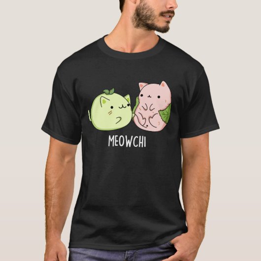 T-shirt Meowchi Funny Mochi Food Pun Dark BG (Devant)