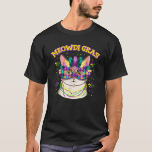 T-shirt Meowdi Gras Kitten Perles de Masque de Chat Mardi 