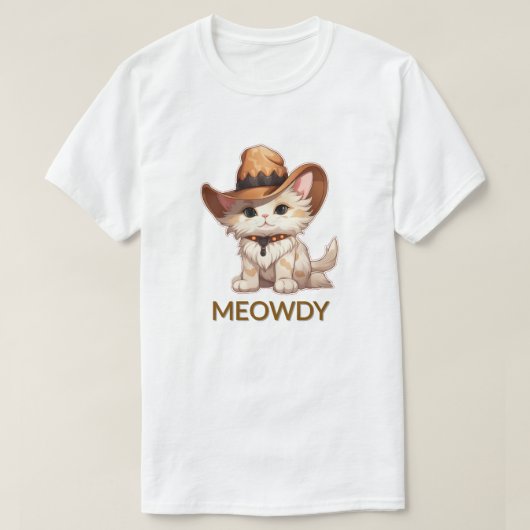 T-shirt Meowdy Funny Chat de cowboy occidental (Design devant)