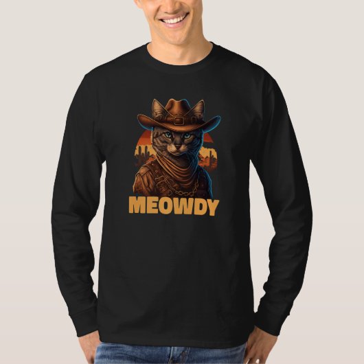 T-shirt Meowdy Mashup Of Meow And Howdy Country Music Cat (Devant)