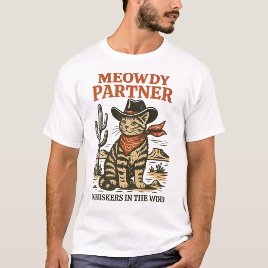T-shirt Meowdy Partner - Funny Cowboy Chat Western Design (Devant)