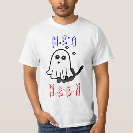 T-shirt Meoween Ghost Kitten 31 Chat USA Octobre Halloween (Devant)