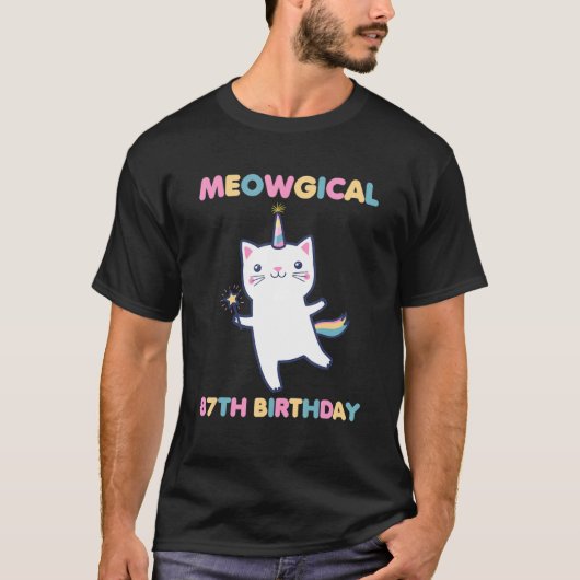 T-shirt Meowgical 87th Birthday Kitty 87 Year Old Cat (Devant)