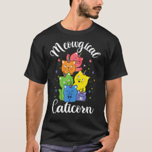 T-shirt Meowgical Caticorn For Girls Rainbow Unicorn Cat