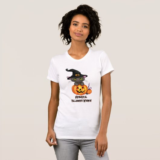 T-shirt Meowgical Halloween Voeux Chat sorcier Casquette C (Devant entier)