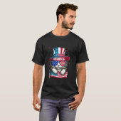 T-shirt Meowica 4 juillet 2024 Chat American Flag USA Fun (Devant entier)