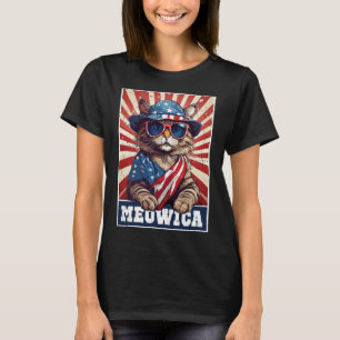 T-shirt Meowica 4 juillet Chat Drapeau Américain Chat Funn