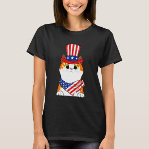 T-shirt Meowica 4 juillet Chat Patriotique Drapeau América
