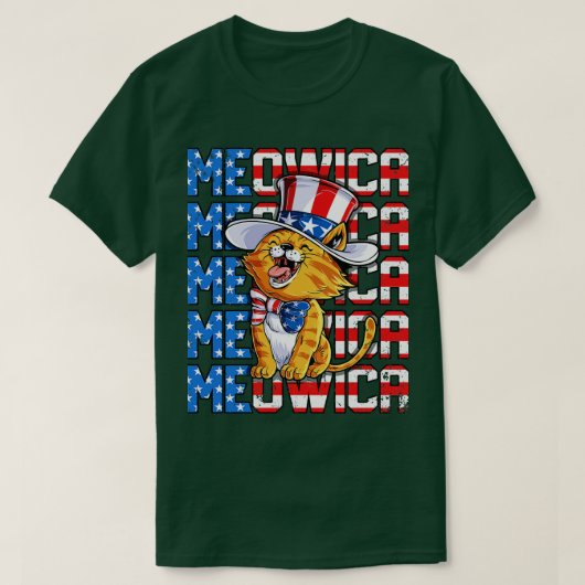 T-shirt Meowica 4 juillet Merica Chat l'oncle du drapeau a (Design devant)