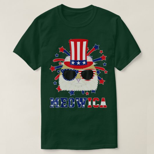 T-shirt Meowica American Curl 4 juillet (Design devant)