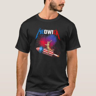 T-shirt Meowica Cat 4 Juillet Fusée Firework Pa