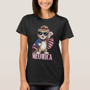 T-shirt Meowica Chat 14 Juillet Drapeau Américain Patrioti