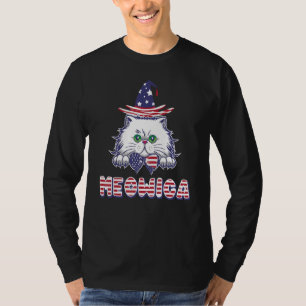 T-shirt Meowica Chat 4 juillet Américain Drapeau Américain
