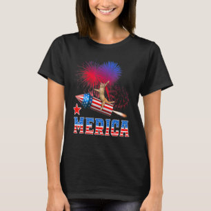T-shirt Meowica Chat 4 juillet Ridge Feu d'artifice Rocket