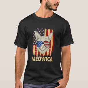 T-shirt Meowica Chat 4H De Juillet Merica Hommes Femmes Us