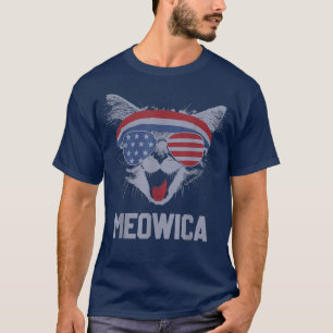 T-shirt MEOWICA Chat Lunettes de soleil Merica Chat Drapea