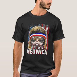 T-shirt Meowica Chat Mullet Drapeau Américain Patriotique
