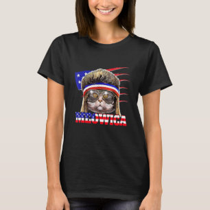 T-shirt Meowica Chat Mullet Drapeau Américain Patriotique 